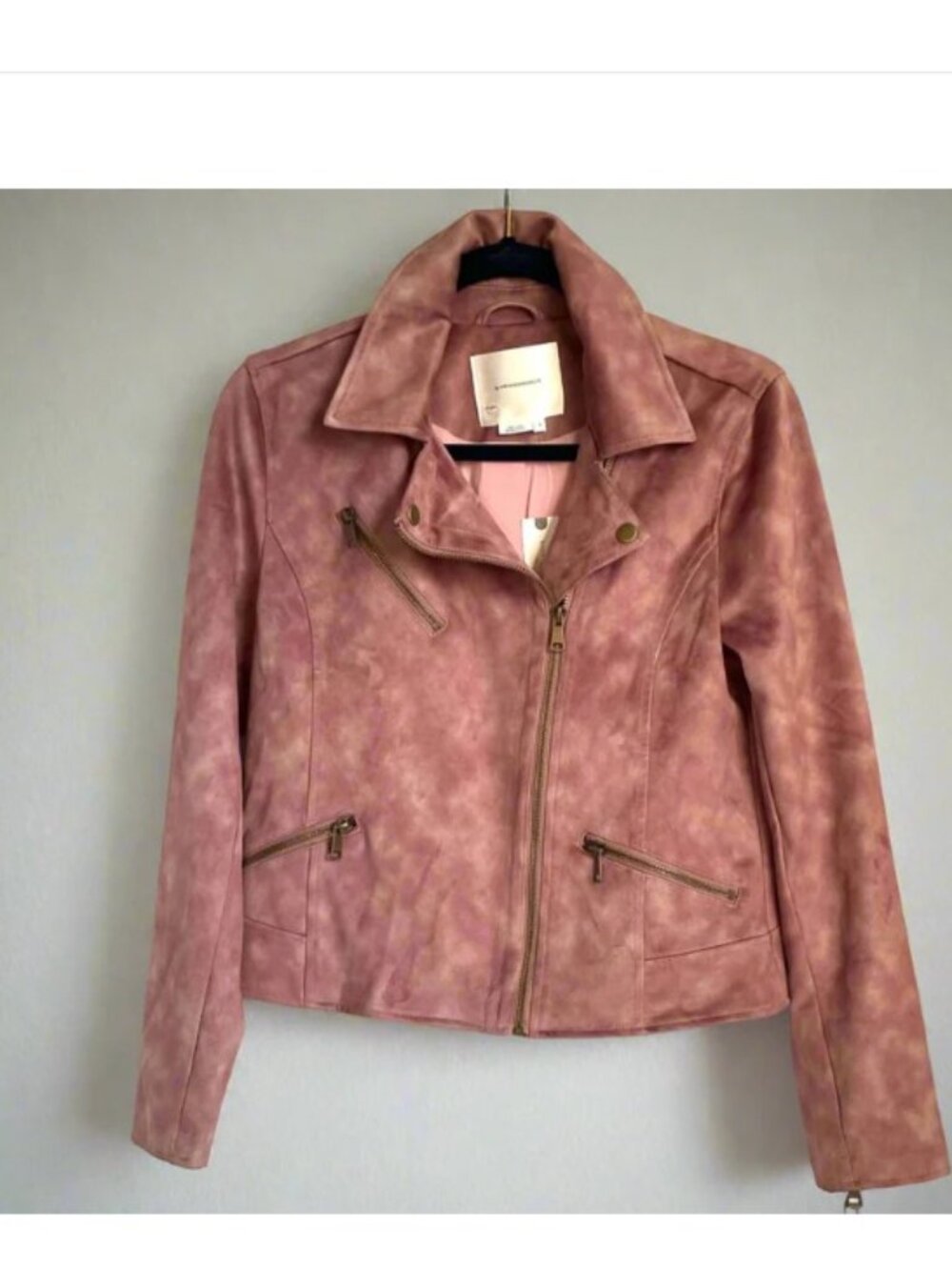 Anthropologie Pink Tie-Dye Vegan Suede Moto Jacket Women’s XS